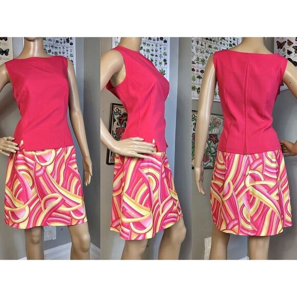 Vintage 90s y2k Brioche Mini Skirt Top Set Mod Psychedelic Mini Size Jrs 9/10 - Picture 11 of 11